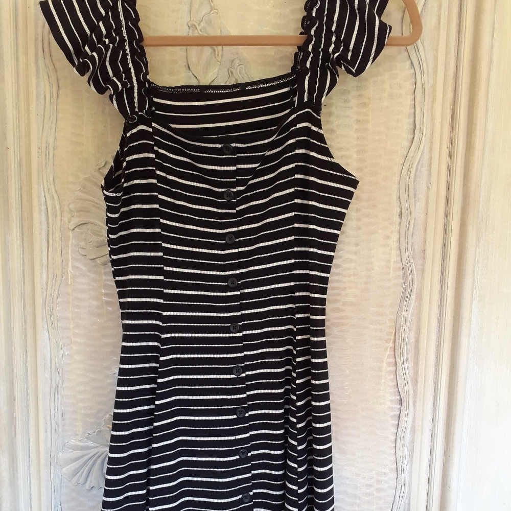 PLUS size black & white striped skater dress